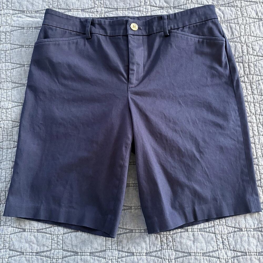 Lauren Ralph Lauren Navy Bermuda Shorts Womens Size 6 Flat Front Cotton Stretch